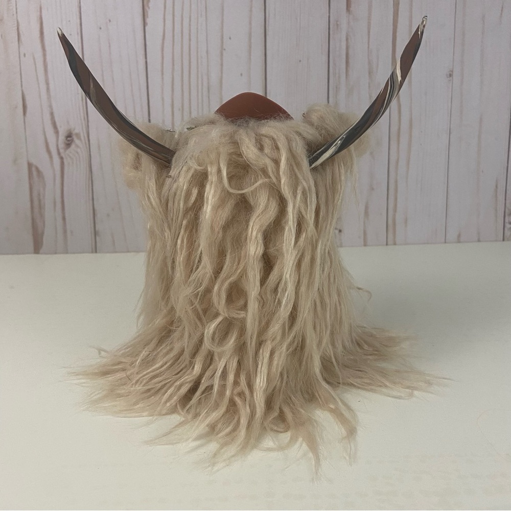 Highland Cow Coo Gnome Champagne Mongolian Fur Cowboy Hat Handmade Farmhouse - Picture 9 of 14